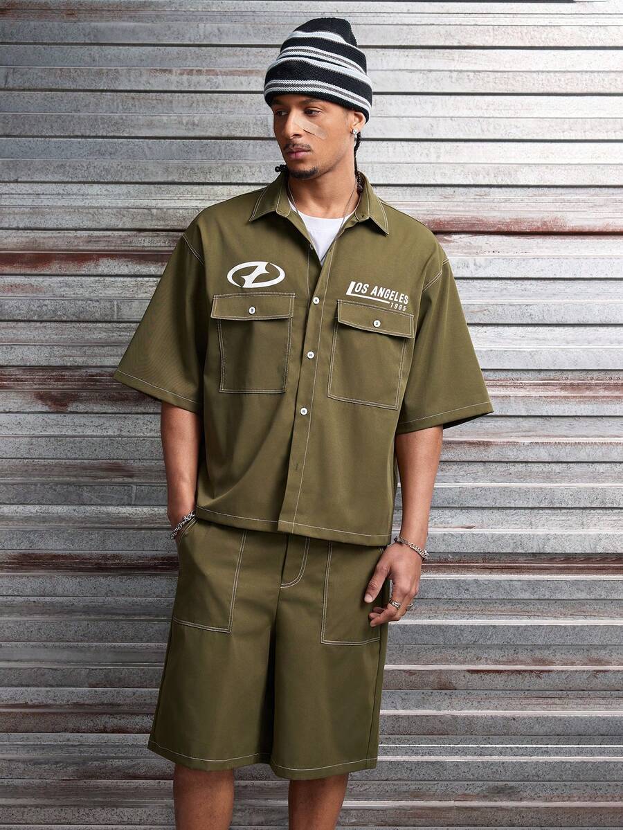 CONJUNTO STREETWEAR OVERSIZED MASCULINO CARAMELO STYNVO CARGO CLUB