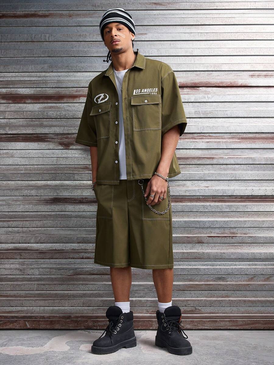 CONJUNTO STREETWEAR OVERSIZED MASCULINO CARAMELO STYNVO CARGO CLUB