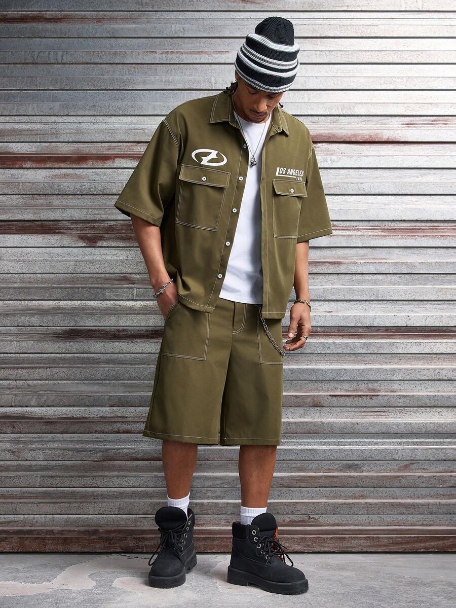 CONJUNTO STREETWEAR OVERSIZED MASCULINO CARAMELO STYNVO CARGO CLUB