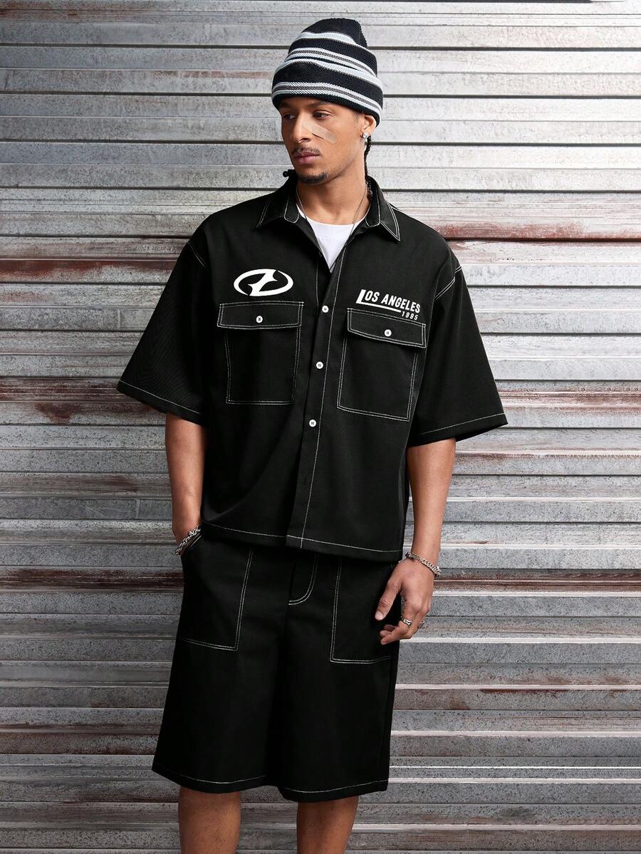 STYNVO CONJUNTO OVERSIZED POCKET SHIRT & ZIP SHORTS
