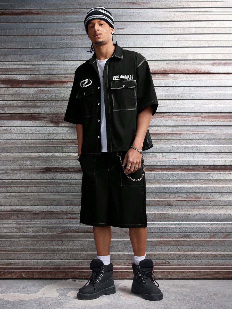 STYNVO CONJUNTO OVERSIZED POCKET SHIRT & ZIP SHORTS