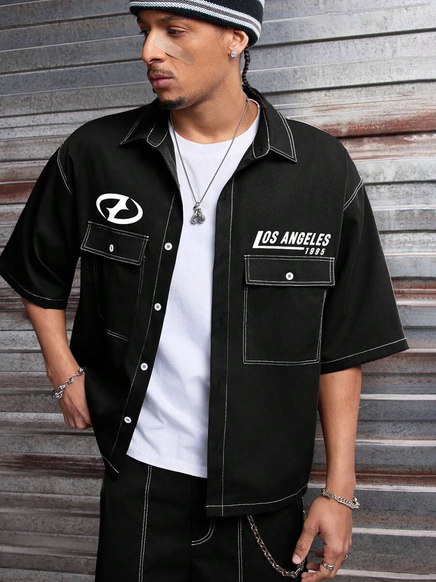 STYNVO CONJUNTO OVERSIZED POCKET SHIRT & ZIP SHORTS