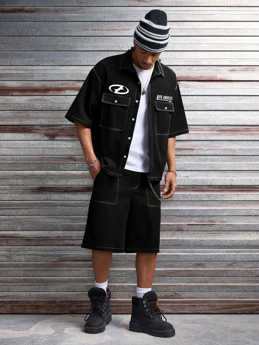 STYNVO CONJUNTO OVERSIZED POCKET SHIRT & ZIP SHORTS