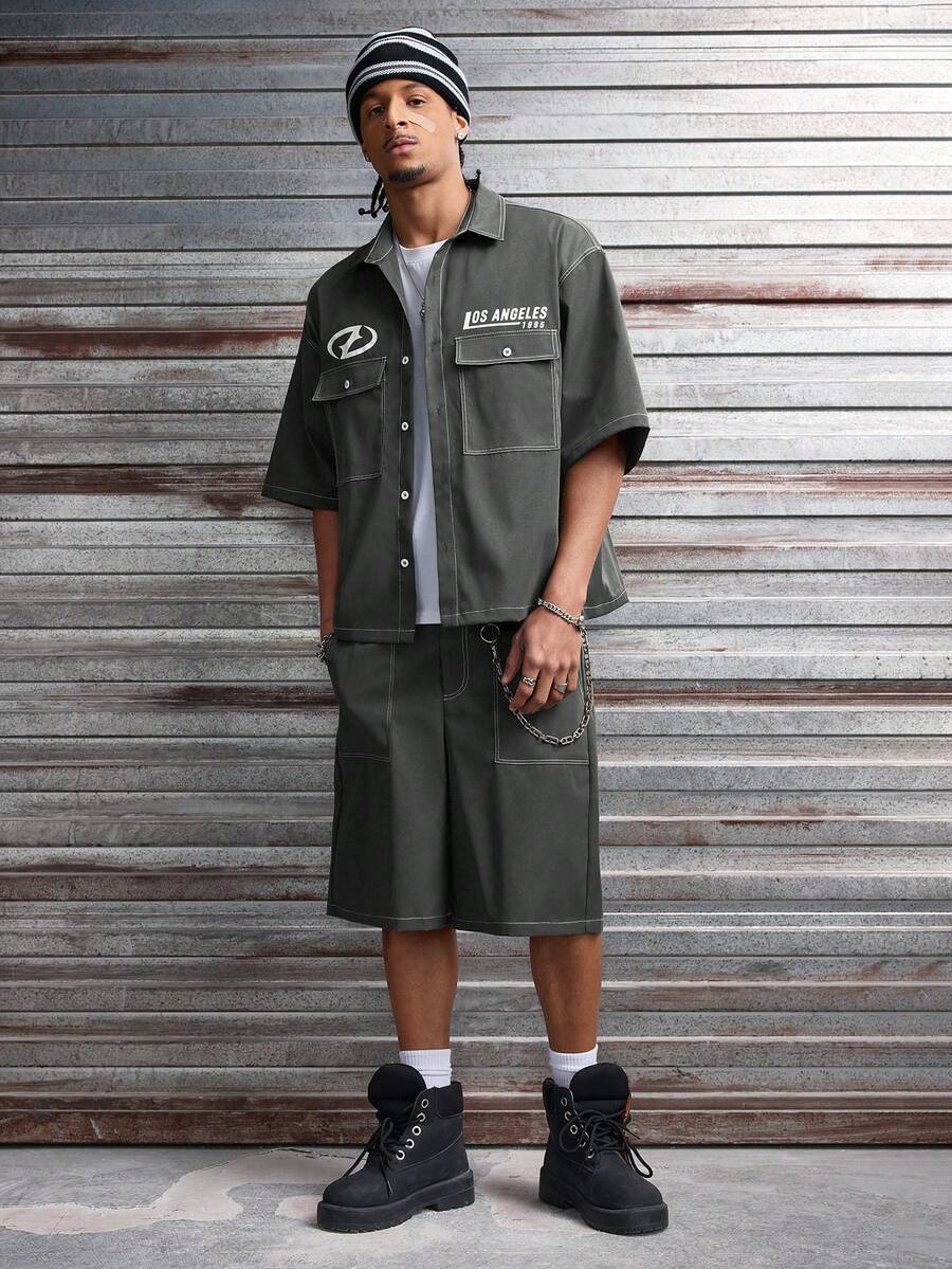 CONJUNTO STREETWEAR OVERSIZED MASCULINO CARAMELO STYNVO CARGO CLUB