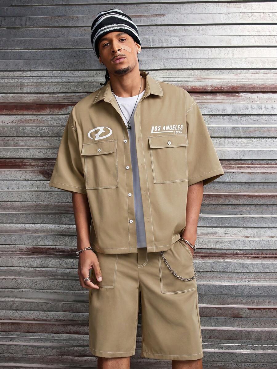 CONJUNTO STREETWEAR OVERSIZED MASCULINO CARAMELO STYNVO CARGO CLUB