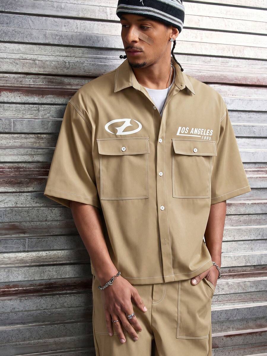 CONJUNTO STREETWEAR OVERSIZED MASCULINO CARAMELO STYNVO CARGO CLUB