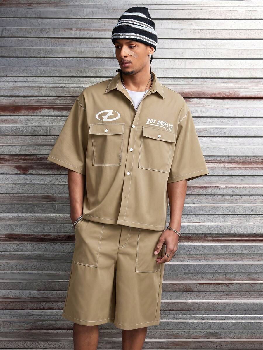 CONJUNTO STREETWEAR OVERSIZED MASCULINO CARAMELO STYNVO CARGO CLUB