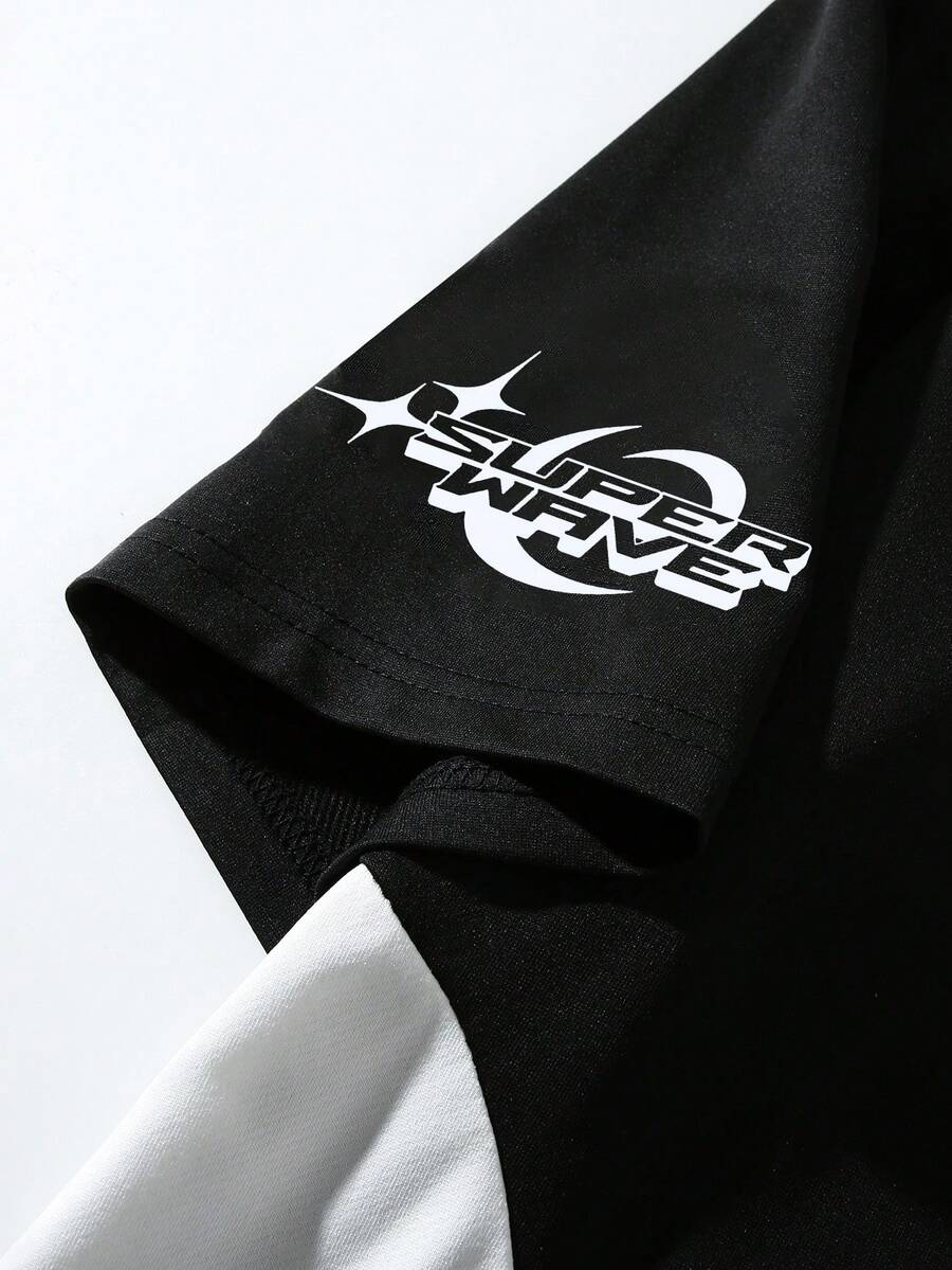 STYNVO Camisa Polo de Manga Curta Casual e Versátil com Estampa de Letra em Tela para Homens