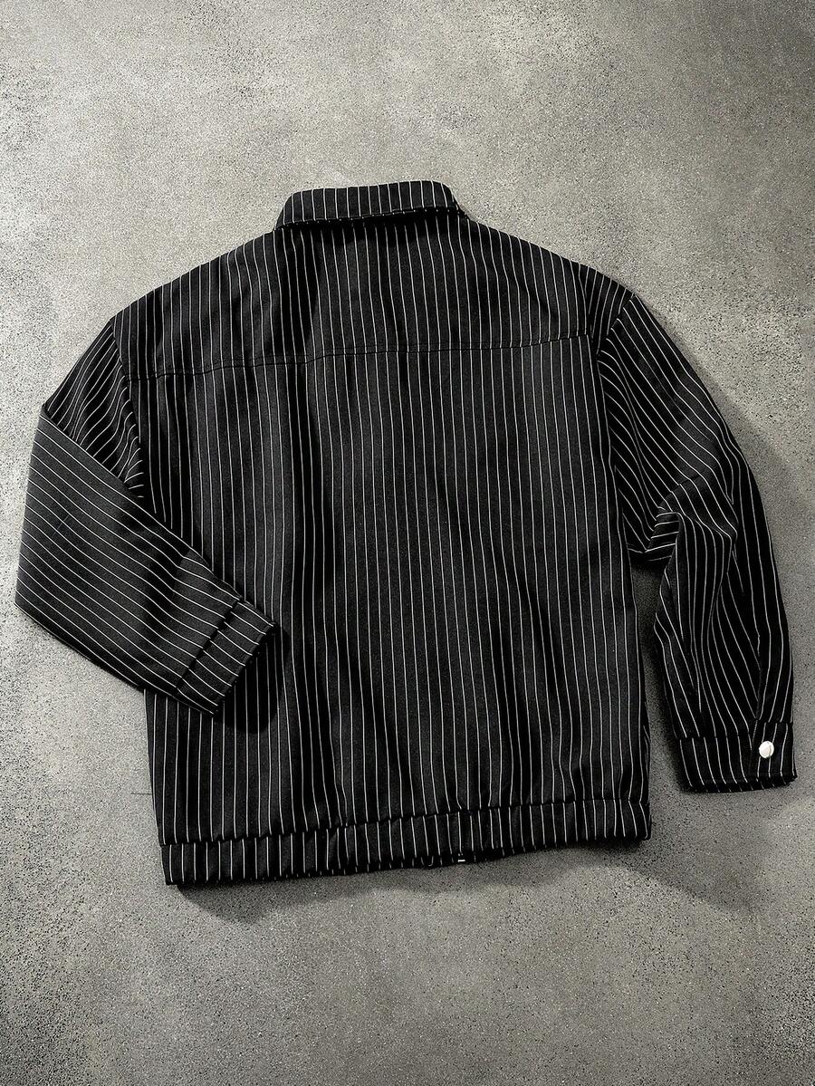 STYNVO Jaqueta de Manga Longa Minimalista Estampada Masculina