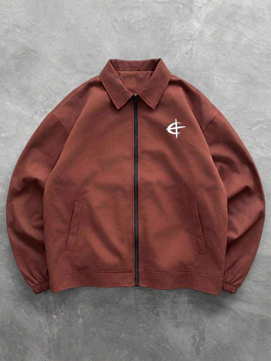 STYNVO Jaqueta de Manga Longa Minimalista Estampada Masculina