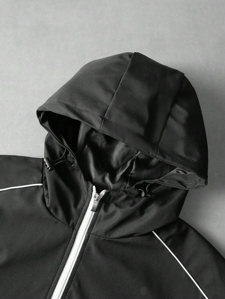 STYNVO Jaqueta casual masculina com capuz e zíper, de manga longa, em cores contrastantes e corte folgado