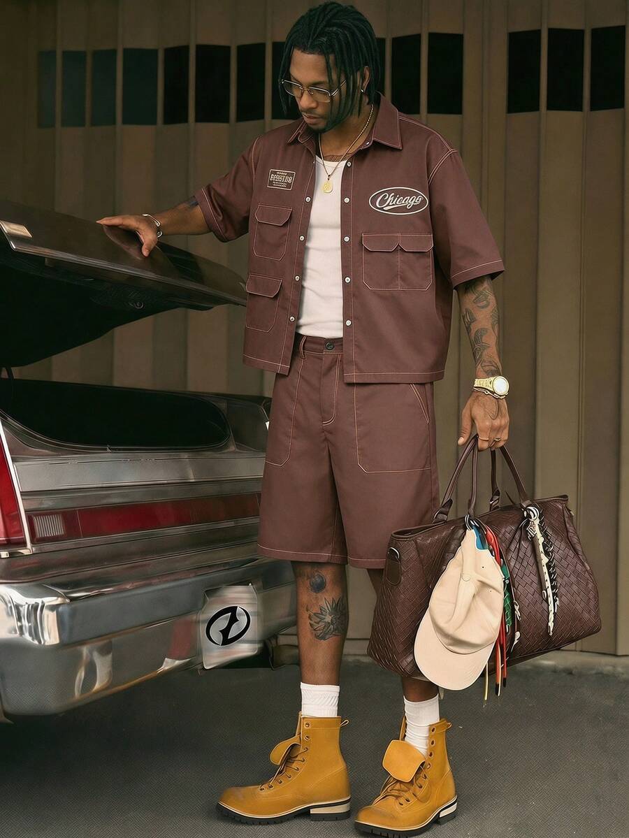 CONJUNTO STREETWEAR OVERSIZED MASCULINO CARAMELO STYNVO CARGO CLUB