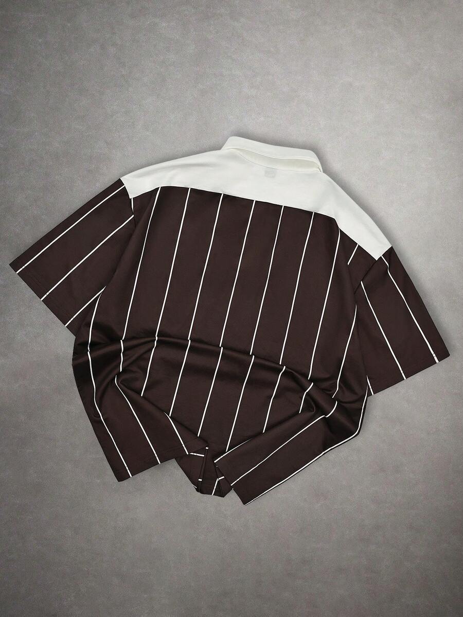 STYNVO Camisa Polo de Manga Curta Casual e Versátil com Estampa de Letra em Tela para Homens