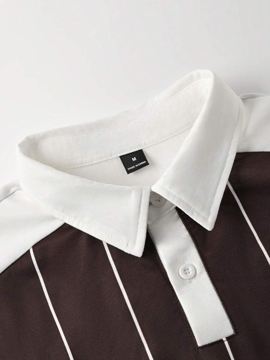 STYNVO Camisa Polo de Manga Curta Casual e Versátil com Estampa de Letra em Tela para Homens