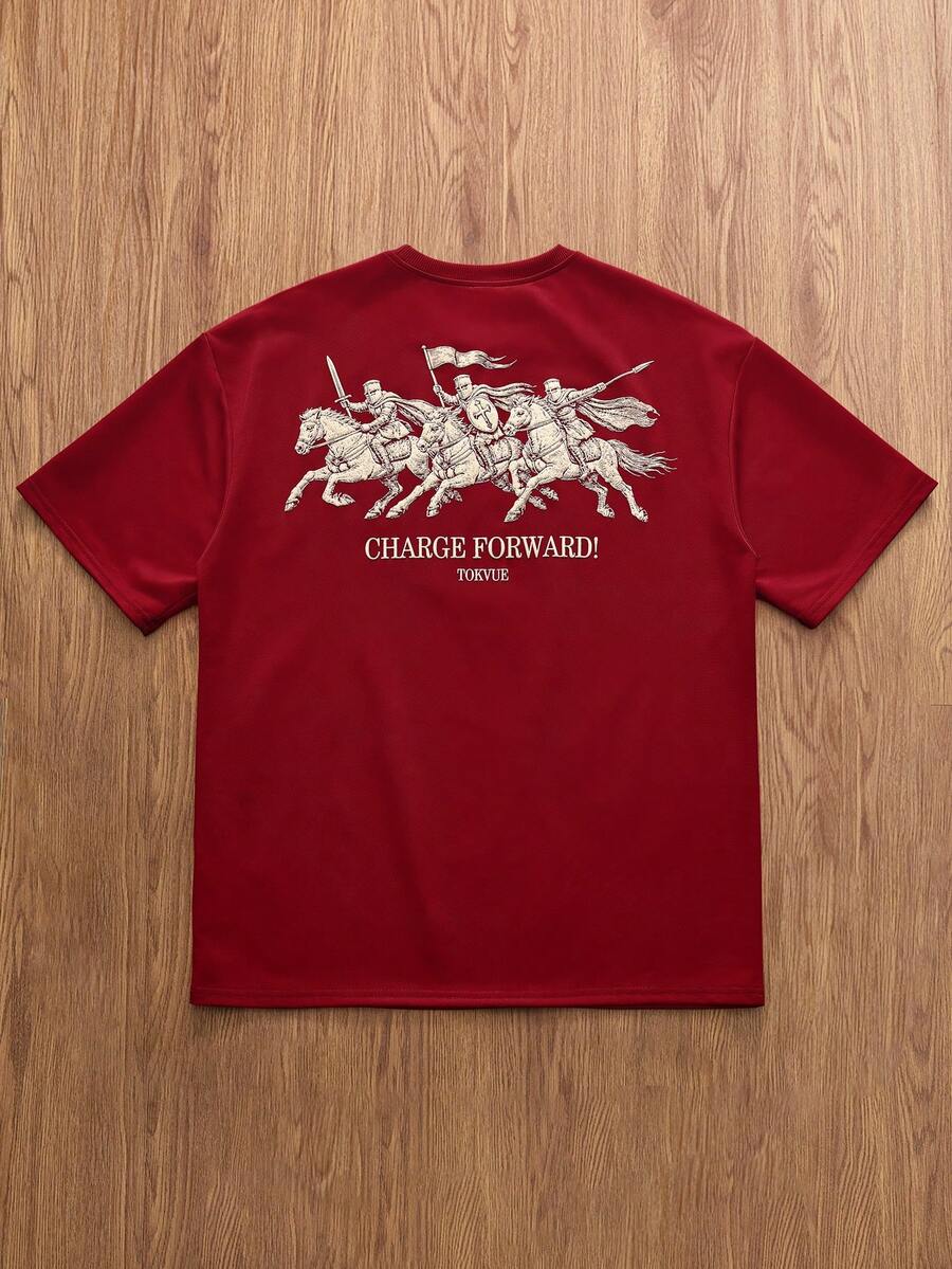 STYNVO Camiseta Branca Solta com Estampa de Letra, Ombros Caídos, Casual para Férias e Transporte, Moda de Rua, Verão