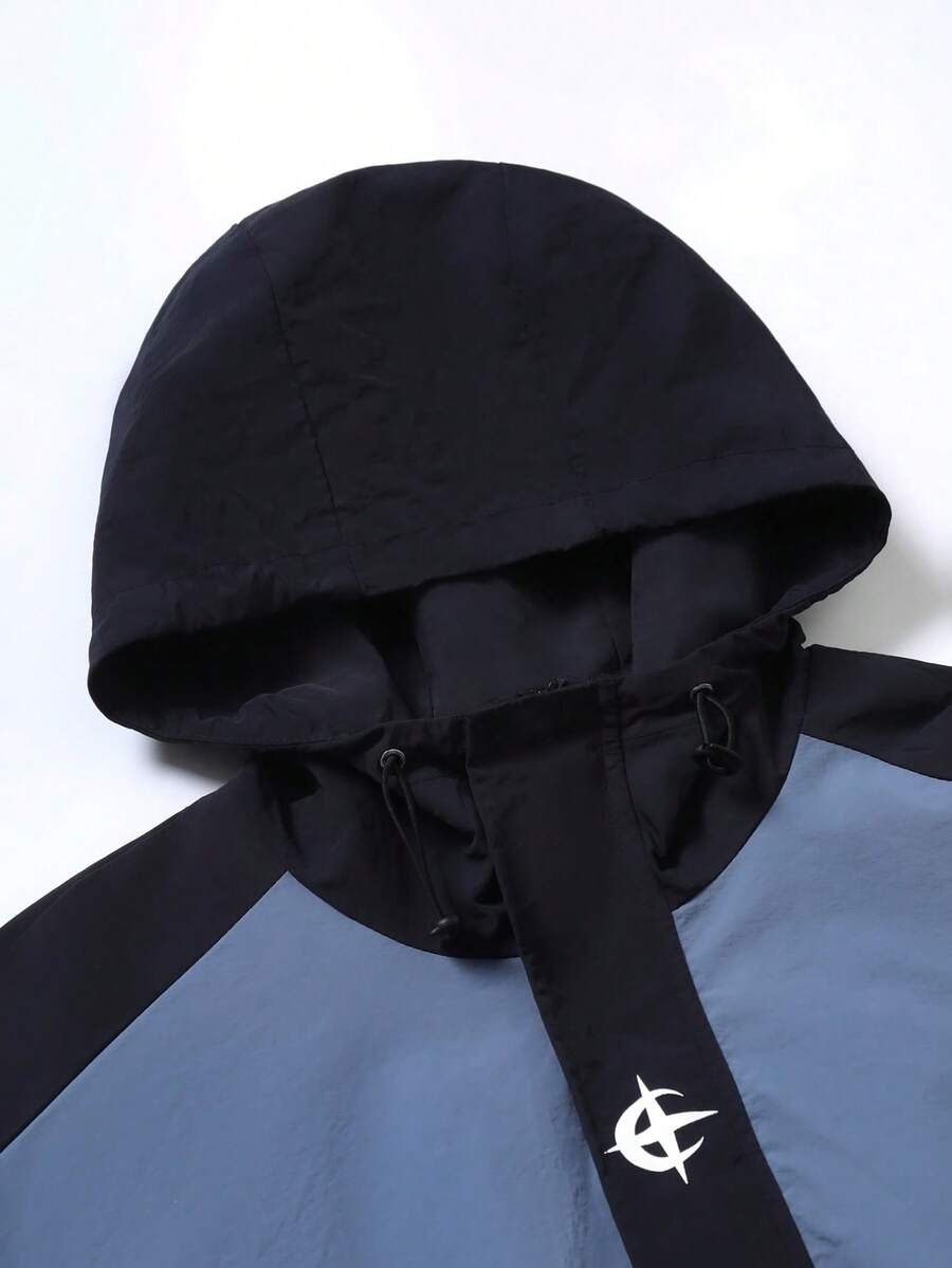 STYNVO Jaqueta casual masculina com capuz e zíper, de manga longa, em cores contrastantes e corte folgado