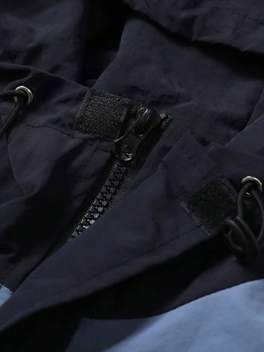 STYNVO Jaqueta casual masculina com capuz e zíper, de manga longa, em cores contrastantes e corte folgado