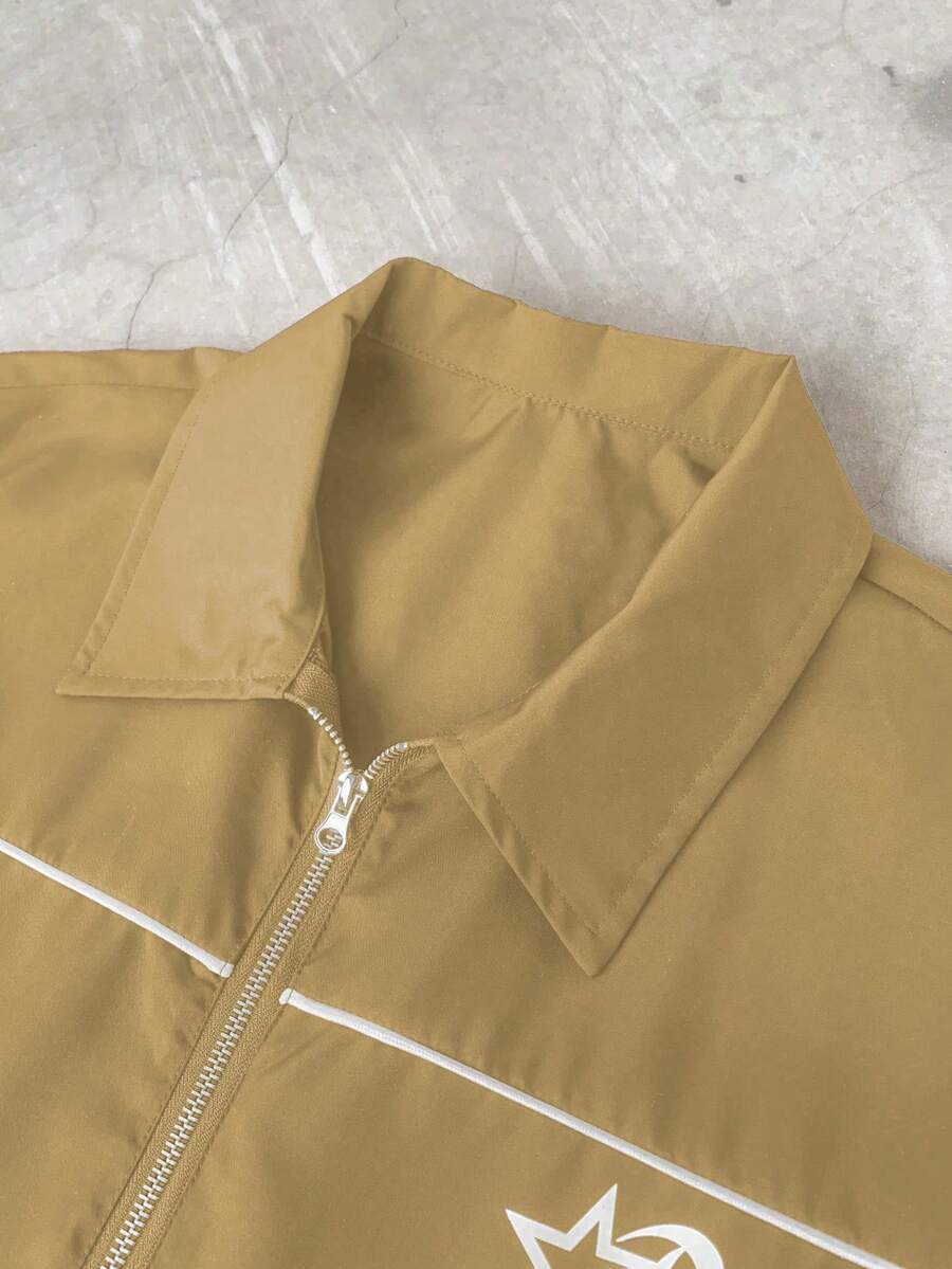 STYNVO 2 Peças/Conjunto Camisa de Manga Curta com Zíper Casual Masculina e Conjunto de Shorts com Cordão