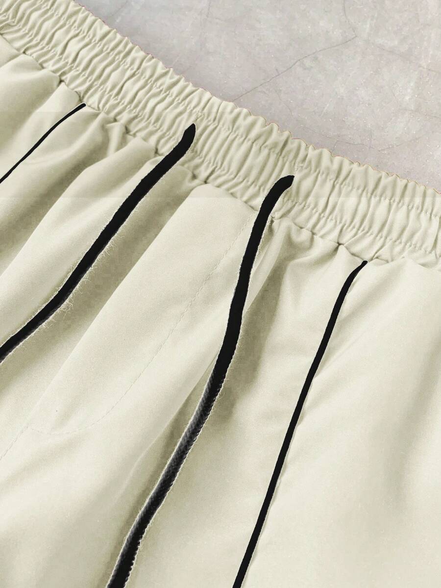 STYNVO 2 Peças/Conjunto Camisa de Manga Curta com Zíper Casual Masculina e Conjunto de Shorts com Cordão