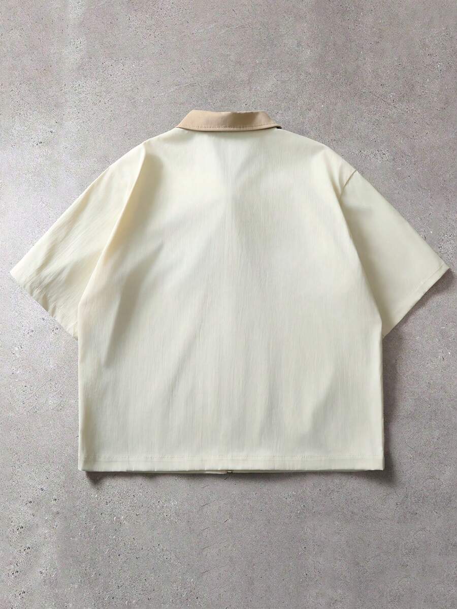 STYNVO Camisa Casual Masculina Listrada com Bordado de Letra, Verão