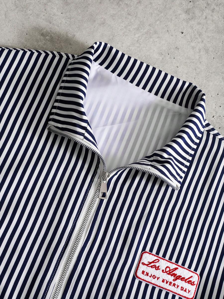 STYNVO Jaqueta de Manga Longa Minimalista Estampada Masculina