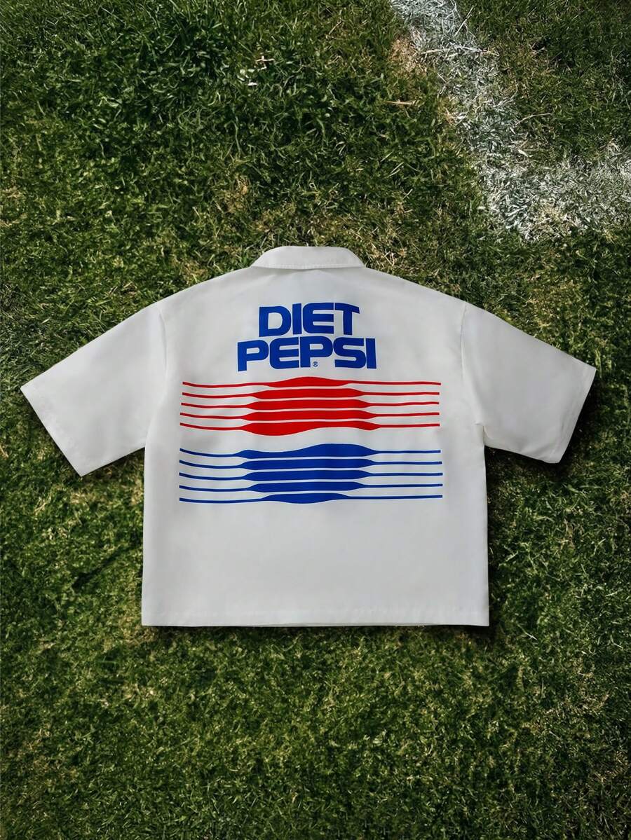 STYNVO Camisa Casual Masculina Listrada com Bordado de Letra, Verão