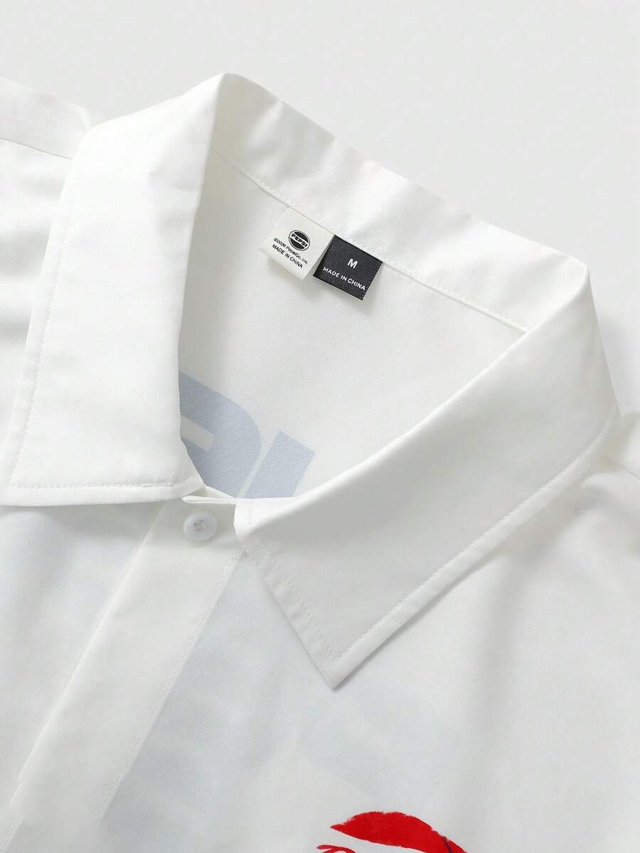 STYNVO Camisa Casual Masculina Listrada com Bordado de Letra, Verão