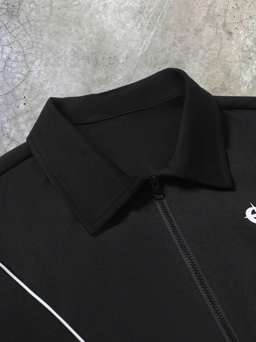 STYNVO 2 Peças/Conjunto Camisa de Manga Curta com Zíper Casual Masculina e Conjunto de Shorts com Cordão
