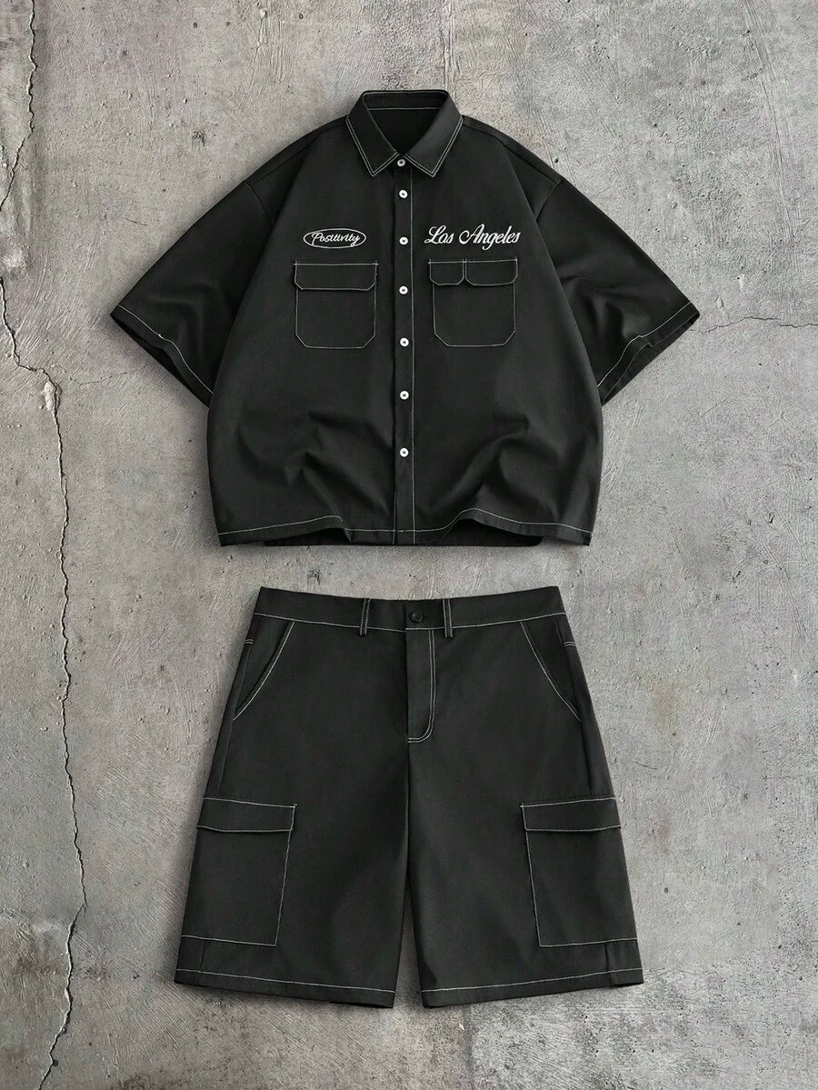 CONJUNTO STREETWEAR OVERSIZED MASCULINO CARAMELO STYNVO CARGO CLUB