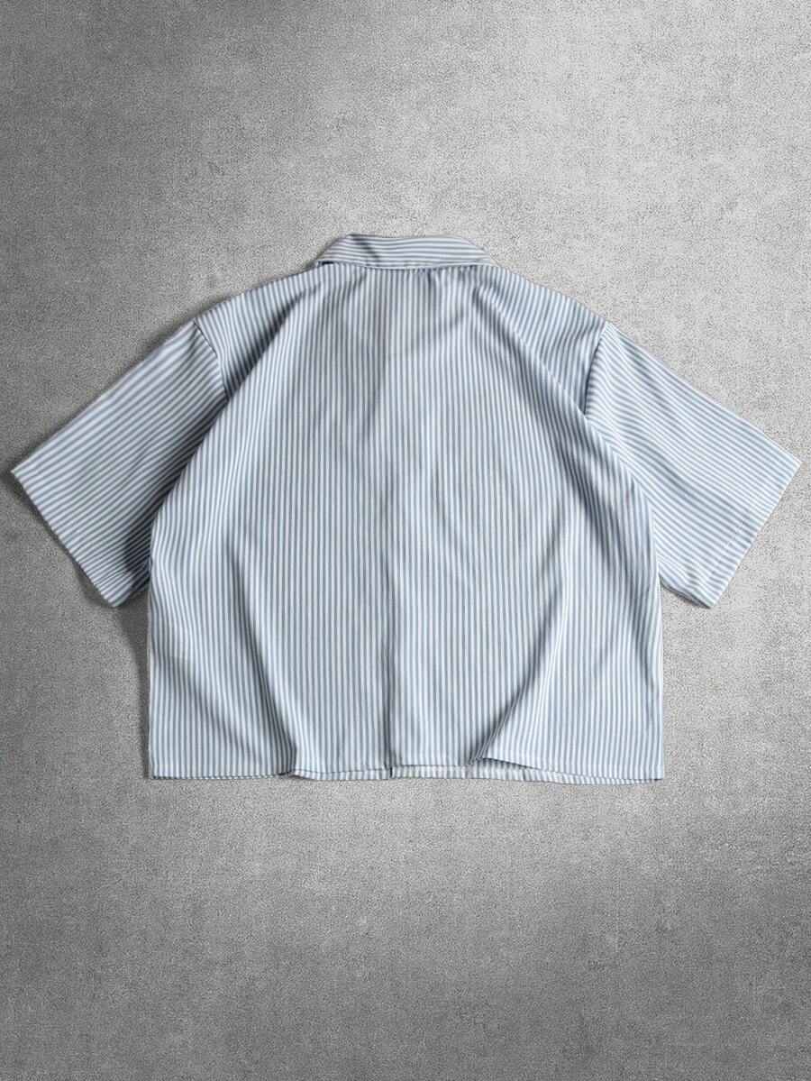 STYNVO Camisa Casual Masculina Listrada com Bordado de Letra, Verão