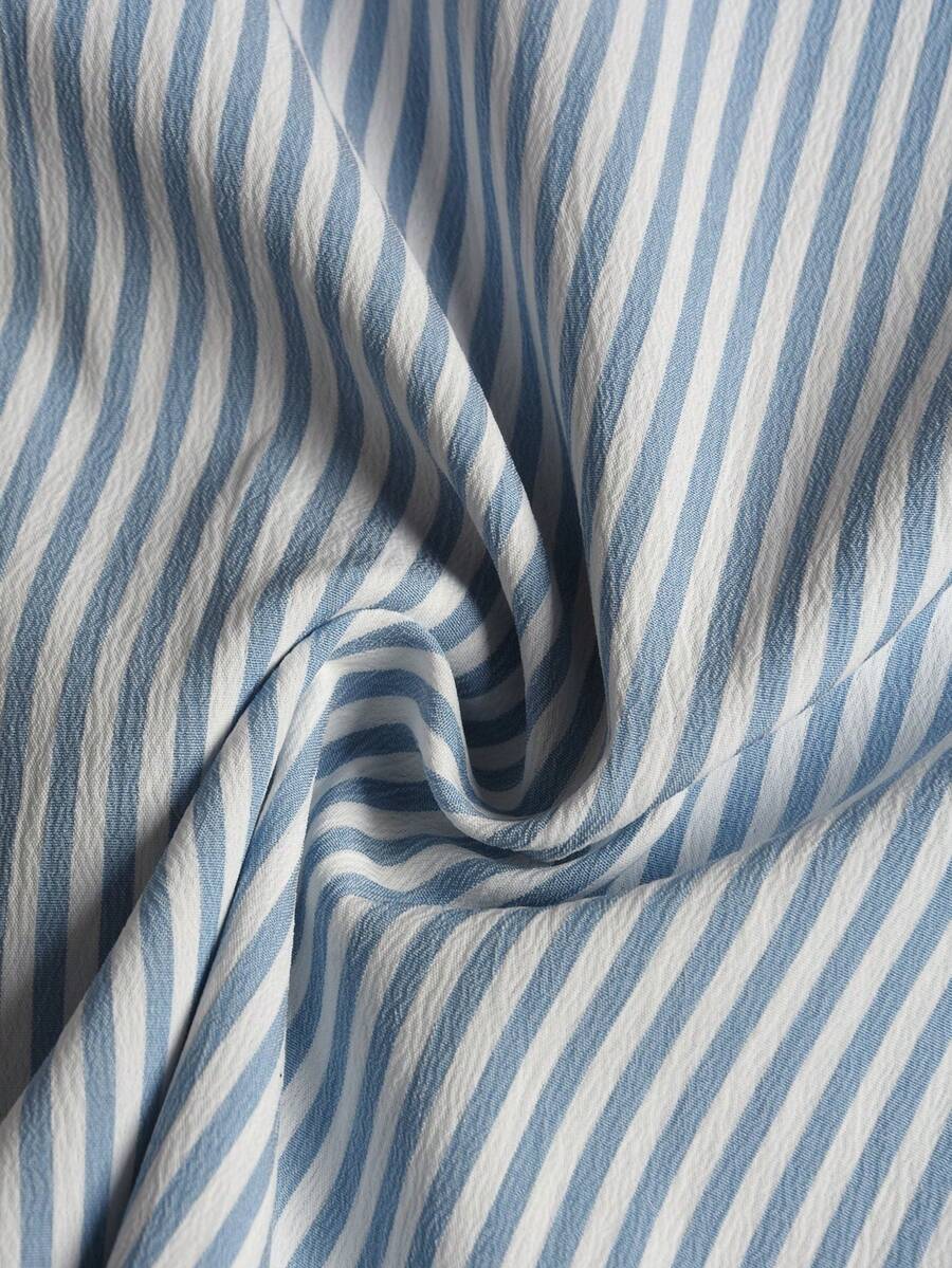 STYNVO Camisa Casual Masculina Listrada com Bordado de Letra, Verão