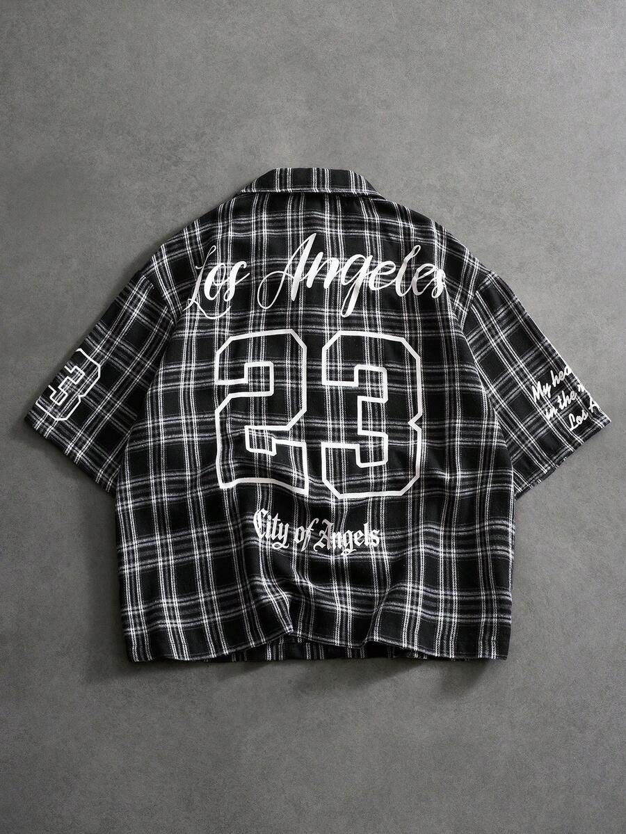 STYNVO Camisa Casual Masculina Listrada com Bordado de Letra, Verão