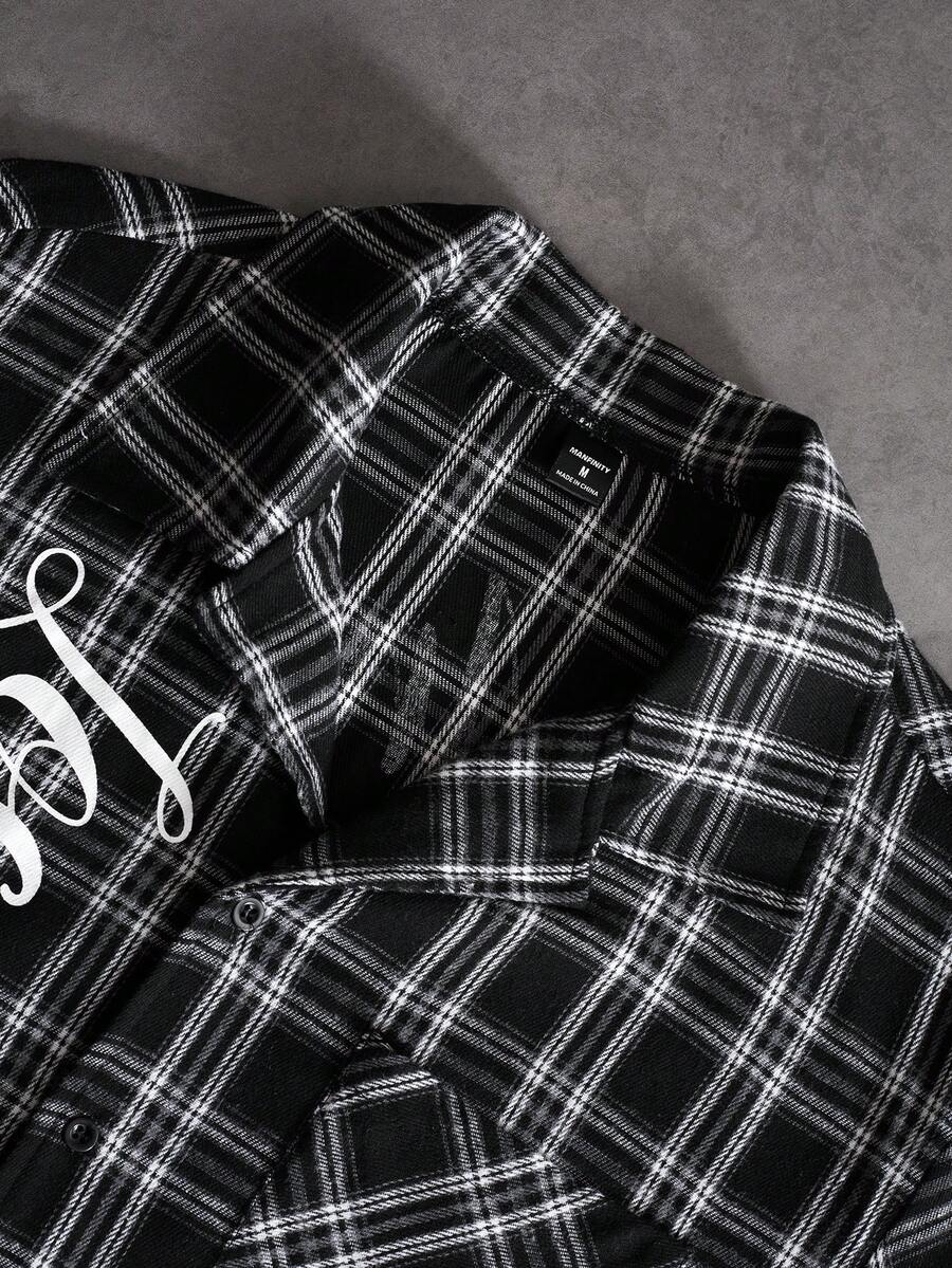 STYNVO Camisa Casual Masculina Listrada com Bordado de Letra, Verão