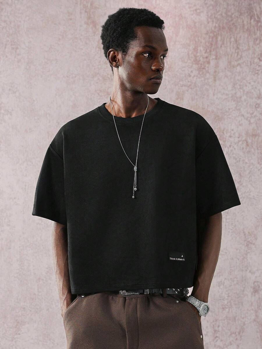 STYNVO Camiseta Casual Masculina de Manga Curta com Estampa de Letra e Cor Sólida, Verão