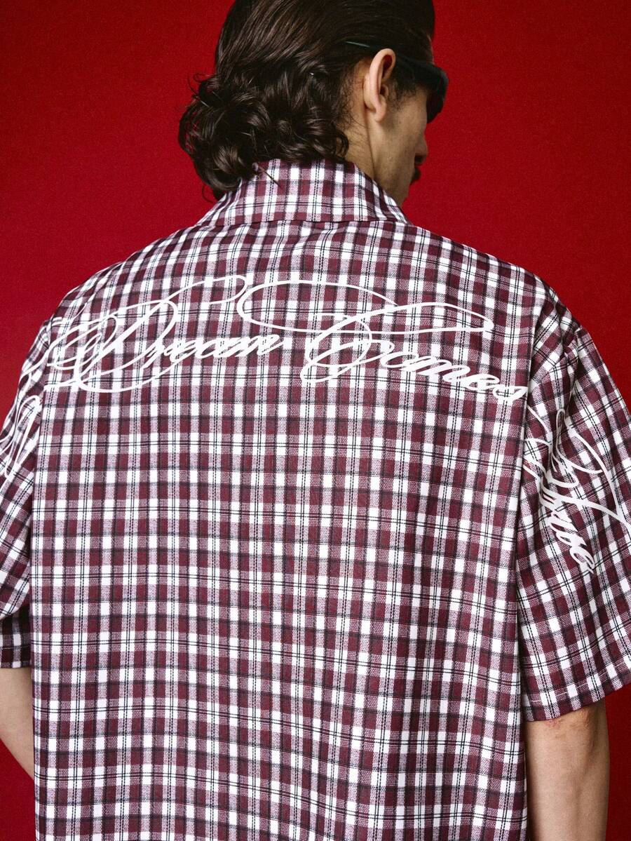 STYNVO Camisa Casual Masculina Listrada com Bordado de Letra, Verão