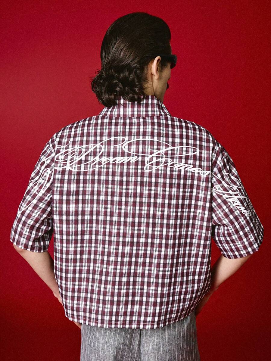 STYNVO Camisa Casual Masculina Listrada com Bordado de Letra, Verão
