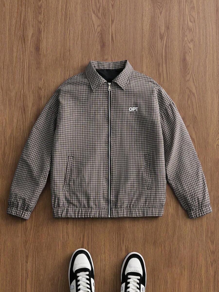 STYNVO Jaqueta de Manga Longa Minimalista Estampada Masculina