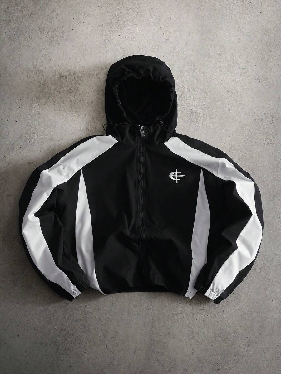 STYNVO Jaqueta casual masculina com capuz e zíper, de manga longa, em cores contrastantes e corte folgado