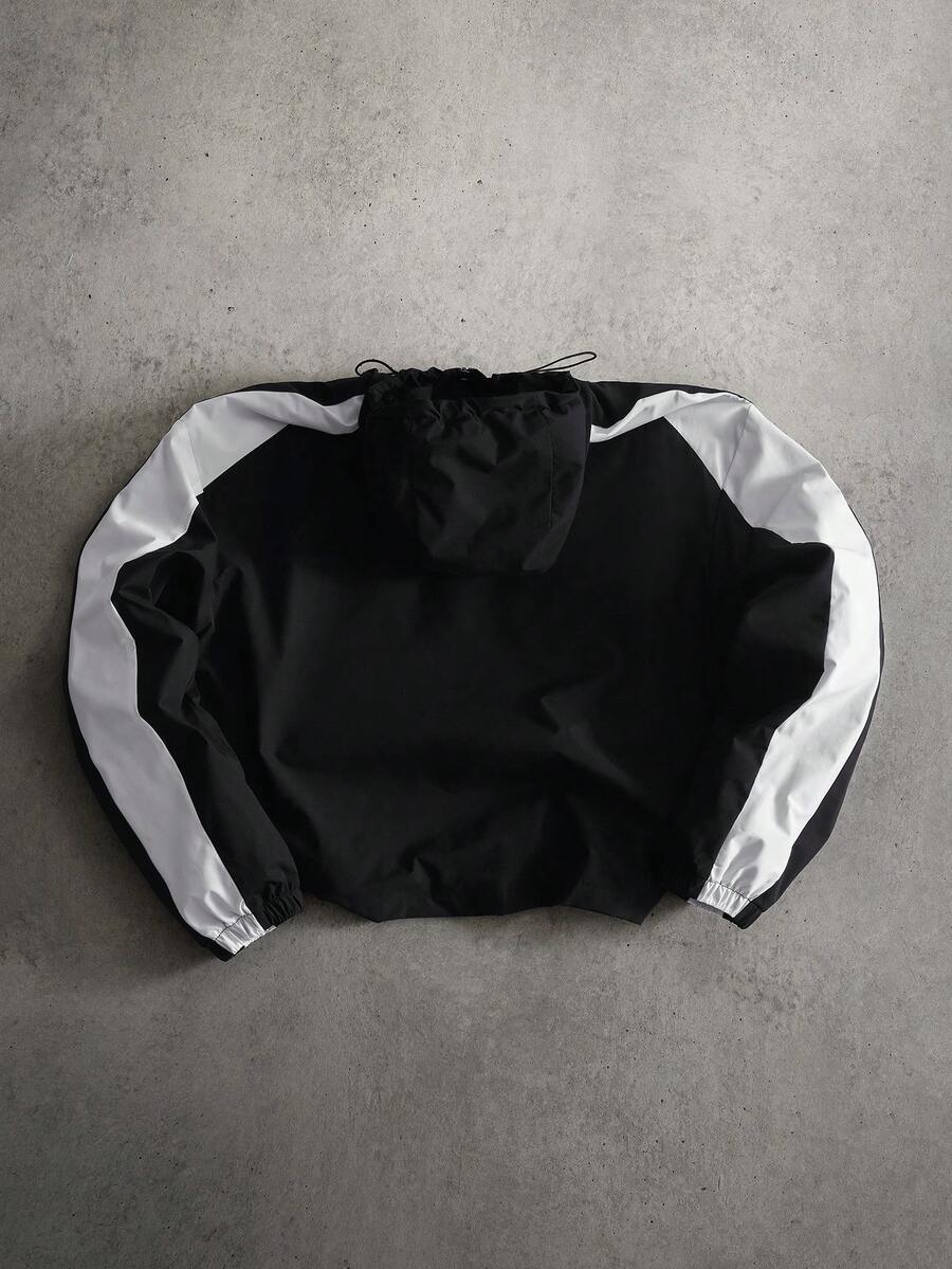 STYNVO Jaqueta casual masculina com capuz e zíper, de manga longa, em cores contrastantes e corte folgado