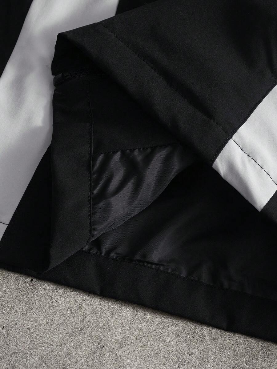 STYNVO Jaqueta casual masculina com capuz e zíper, de manga longa, em cores contrastantes e corte folgado