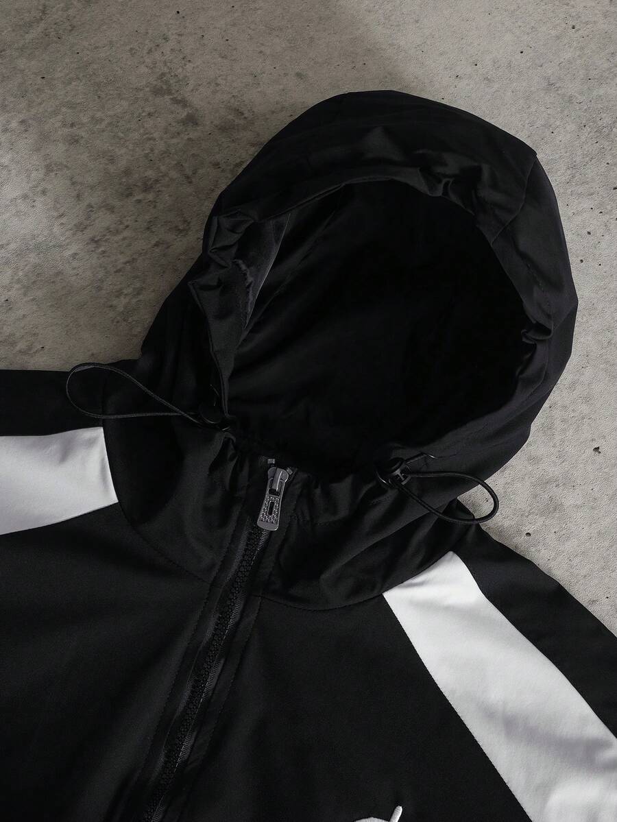 STYNVO Jaqueta casual masculina com capuz e zíper, de manga longa, em cores contrastantes e corte folgado
