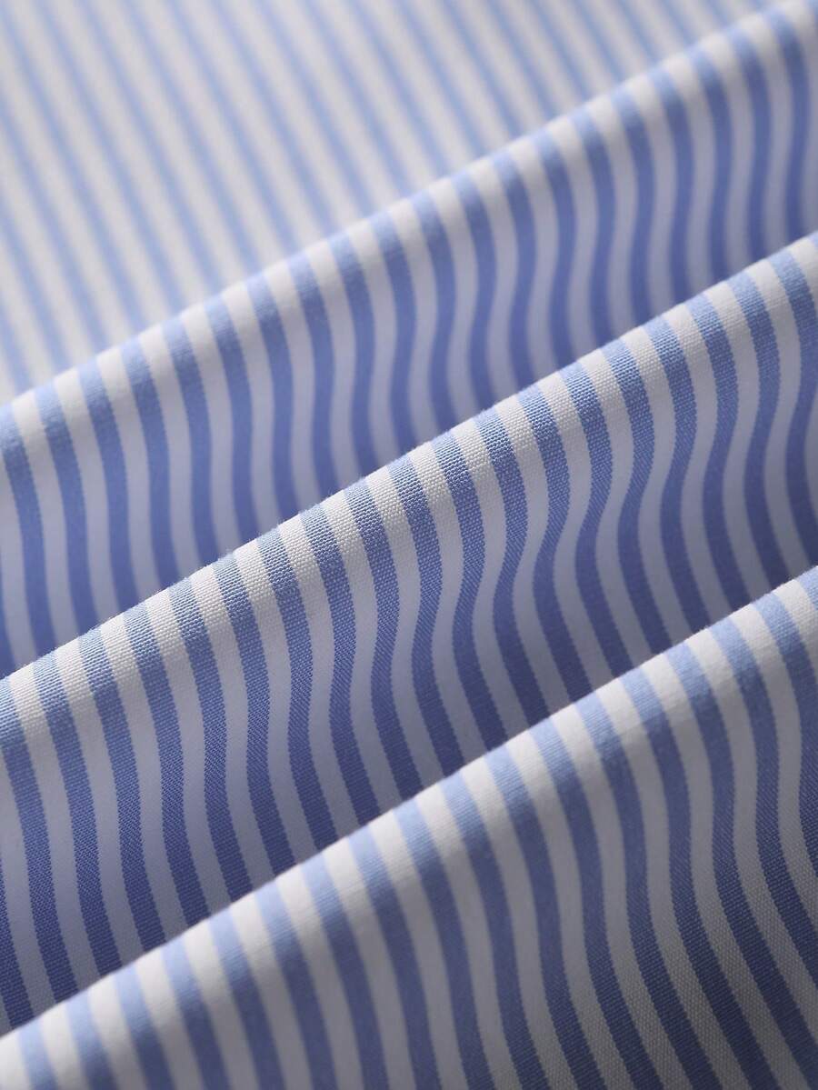 STYNVO Camisa Casual Masculina Listrada com Bordado de Letra, Verão