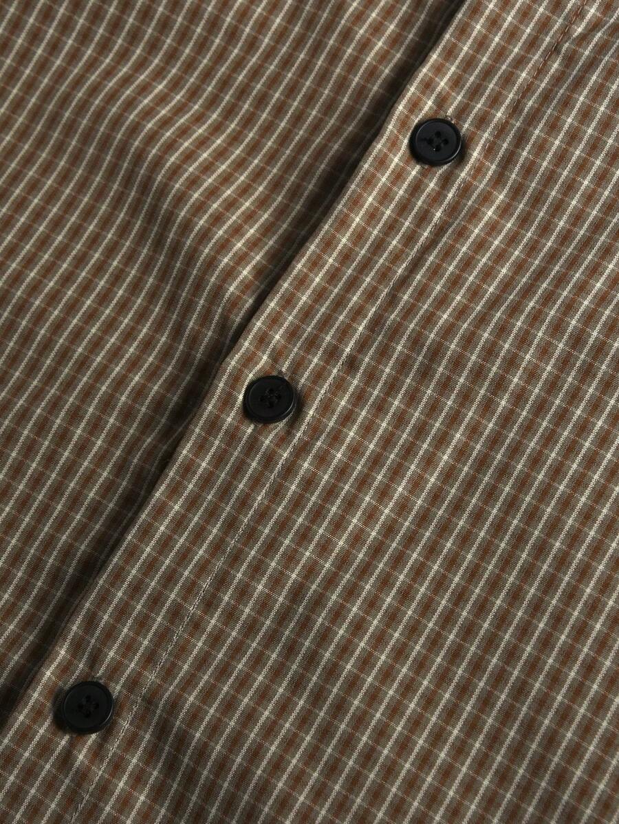 STYNVO Camisa Casual Masculina Listrada com Bordado de Letra, Verão