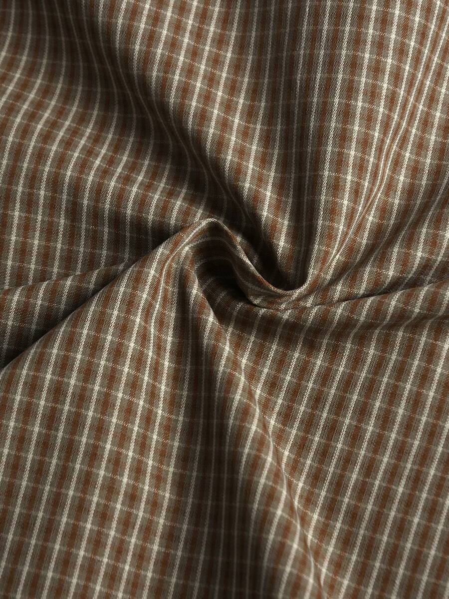 STYNVO Camisa Casual Masculina Listrada com Bordado de Letra, Verão