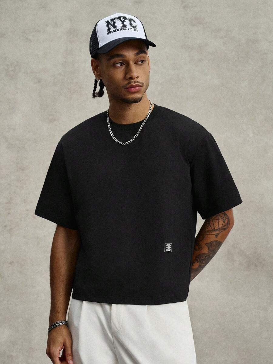 STYNVO Camiseta Casual Masculina de Manga Curta com Estampa de Letra e Cor Sólida, Verão