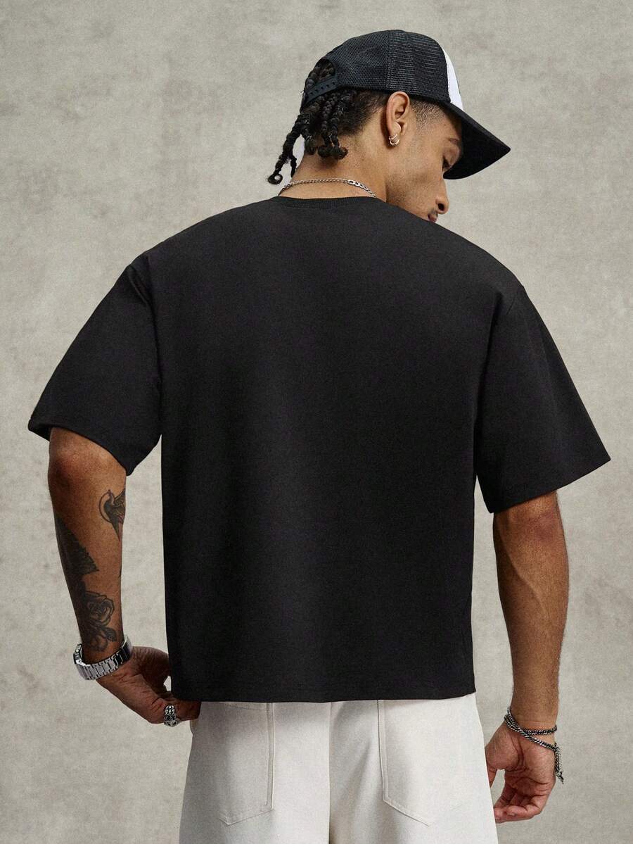 STYNVO Camiseta Casual Masculina de Manga Curta com Estampa de Letra e Cor Sólida, Verão