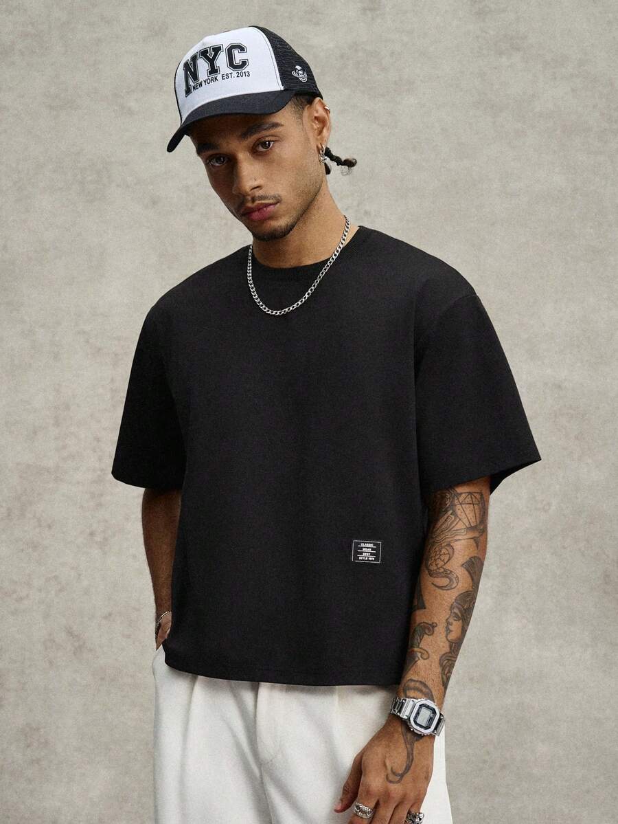 STYNVO Camiseta Casual Masculina de Manga Curta com Estampa de Letra e Cor Sólida, Verão