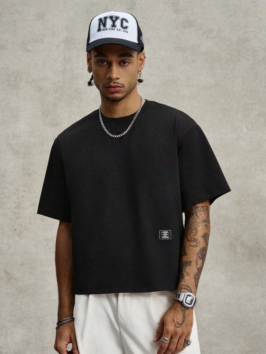 STYNVO Camiseta Casual Masculina de Manga Curta com Estampa de Letra e Cor Sólida, Verão