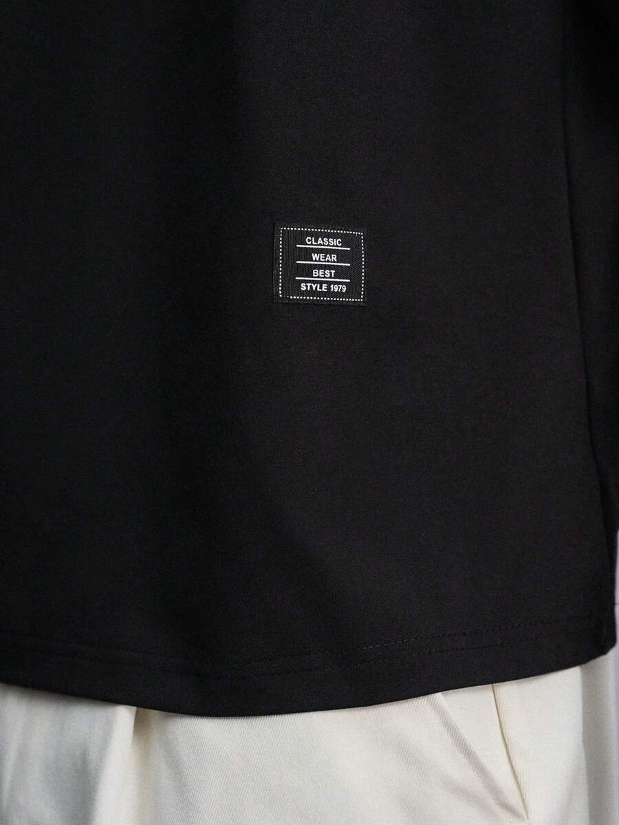 STYNVO Camiseta Casual Masculina de Manga Curta com Estampa de Letra e Cor Sólida, Verão