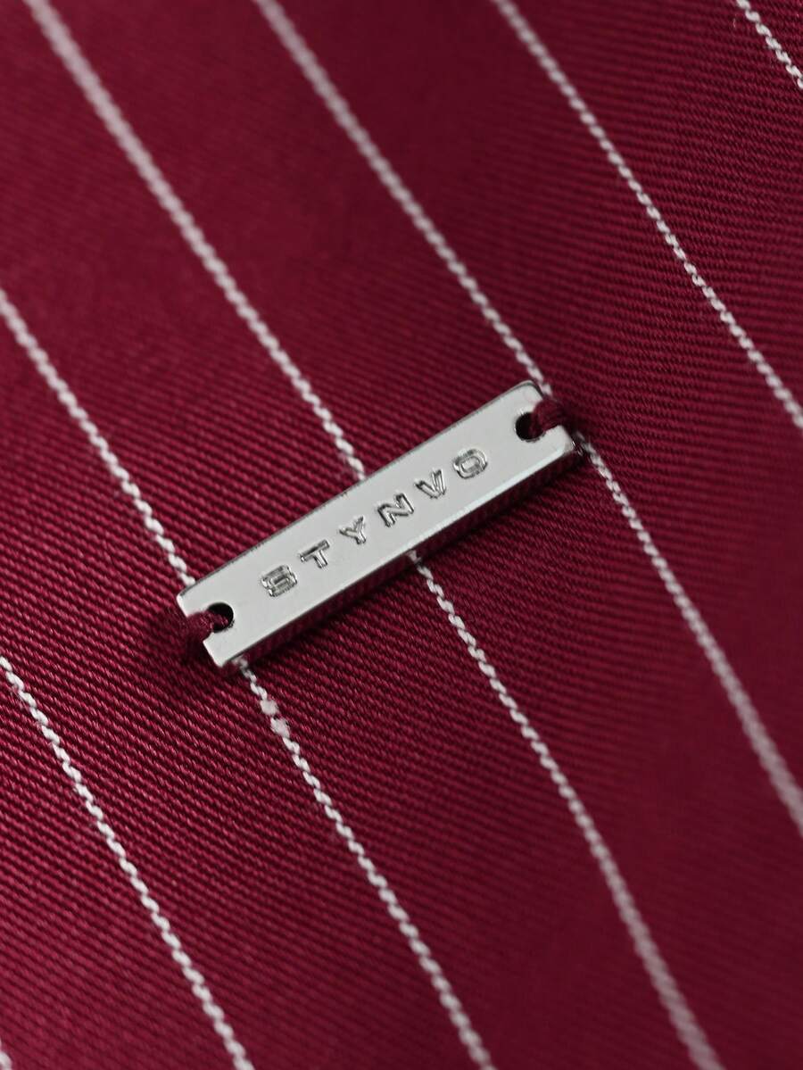 STYNVO Camisa Casual Masculina Listrada com Bordado de Letra, Verão